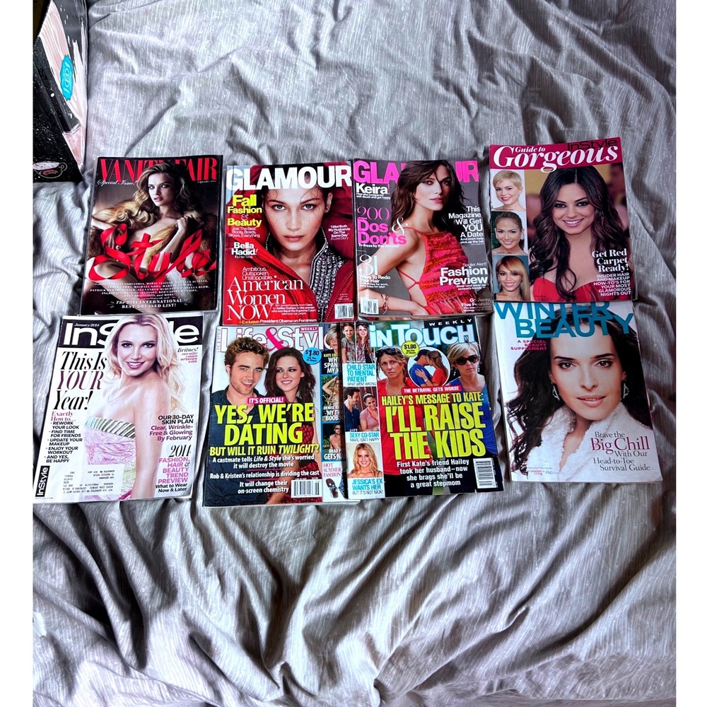 Lot of 8 Fashion Celebrity Magazines Britney Spears Bella Hadid 2014-2016 2010s